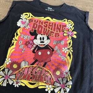 Disney Mickey Mouse Sunshine Power Retro 70s Hippie Shirt Medium